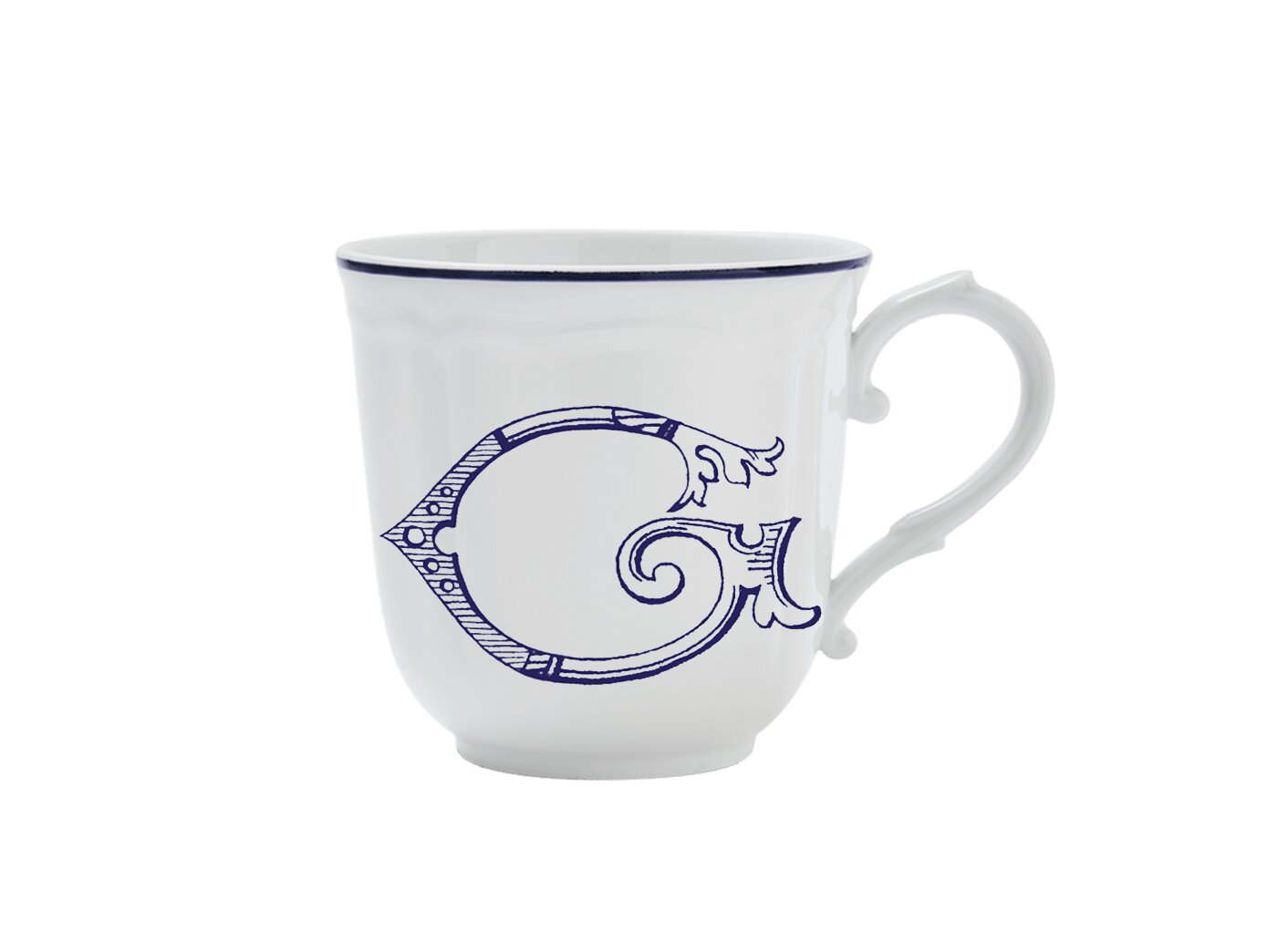 Ginori 1735 Corona Monogram Letter Mug, Blue – Letter G