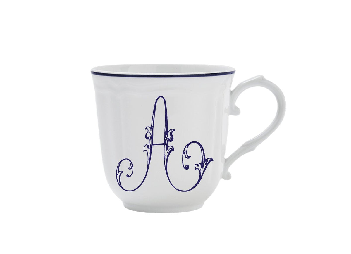 Ginori 1735 Corona Monogram Letter Mug, Blue – Letter A