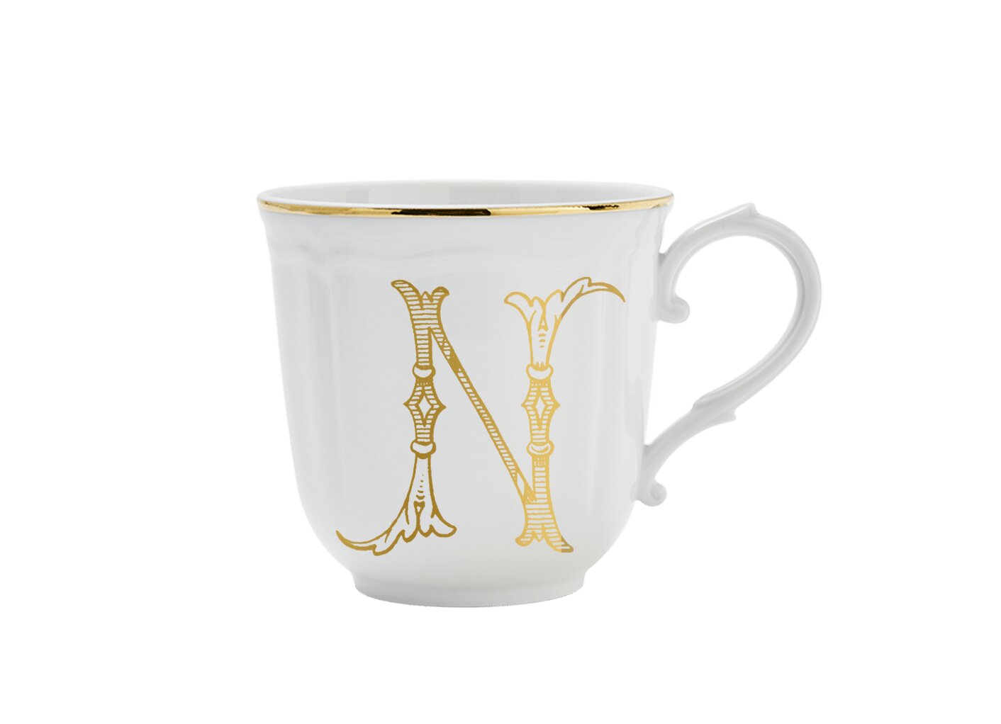 Ginori 1735 Corona Monogram Letter Mug, Gold – Letter N