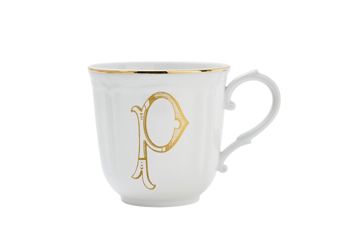 Ginori 1735 Corona Monogram Letter Mug, Gold – Letter P