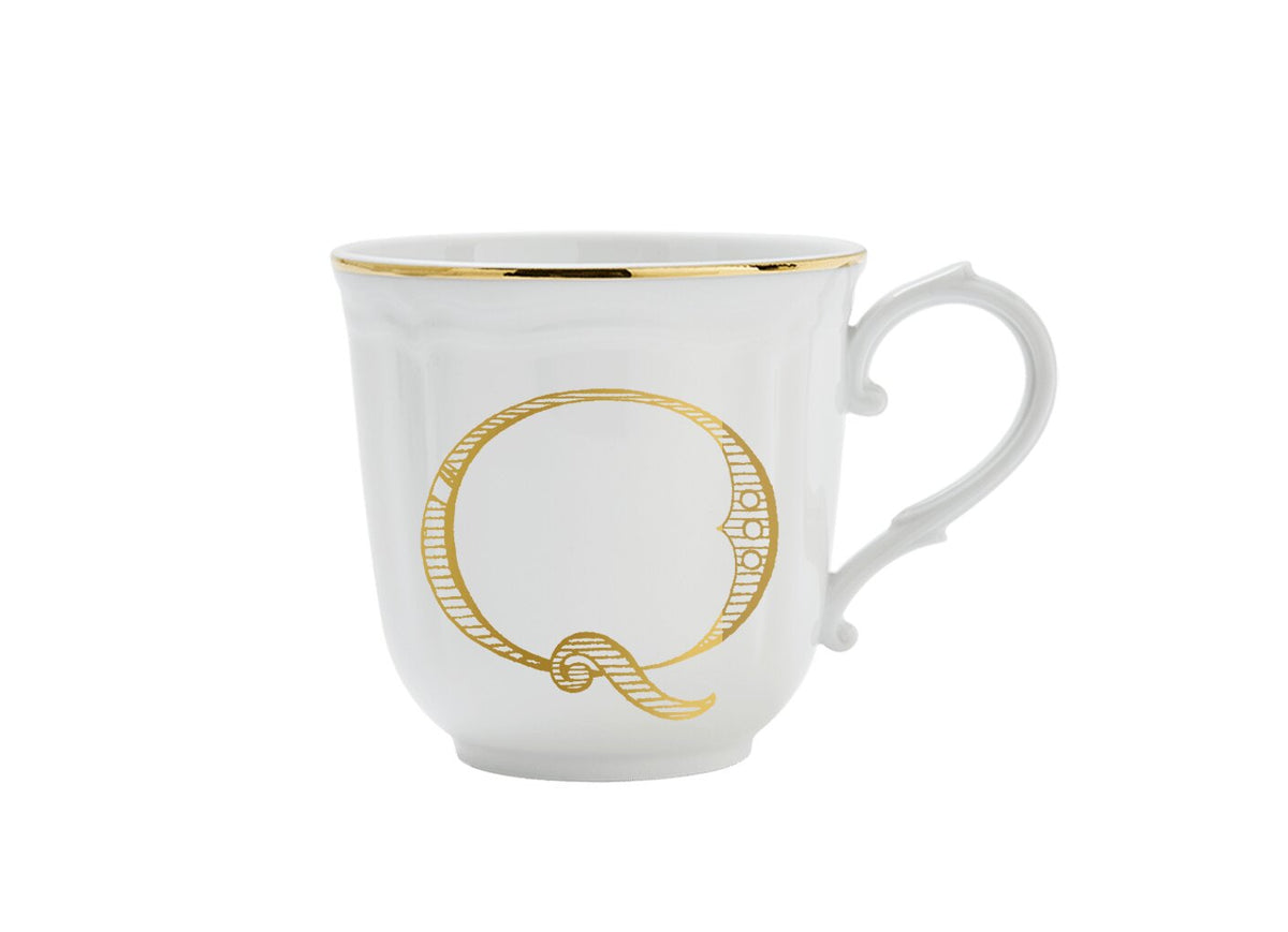 Ginori 1735 Corona Monogram Letter Mug, Gold – Letter Q