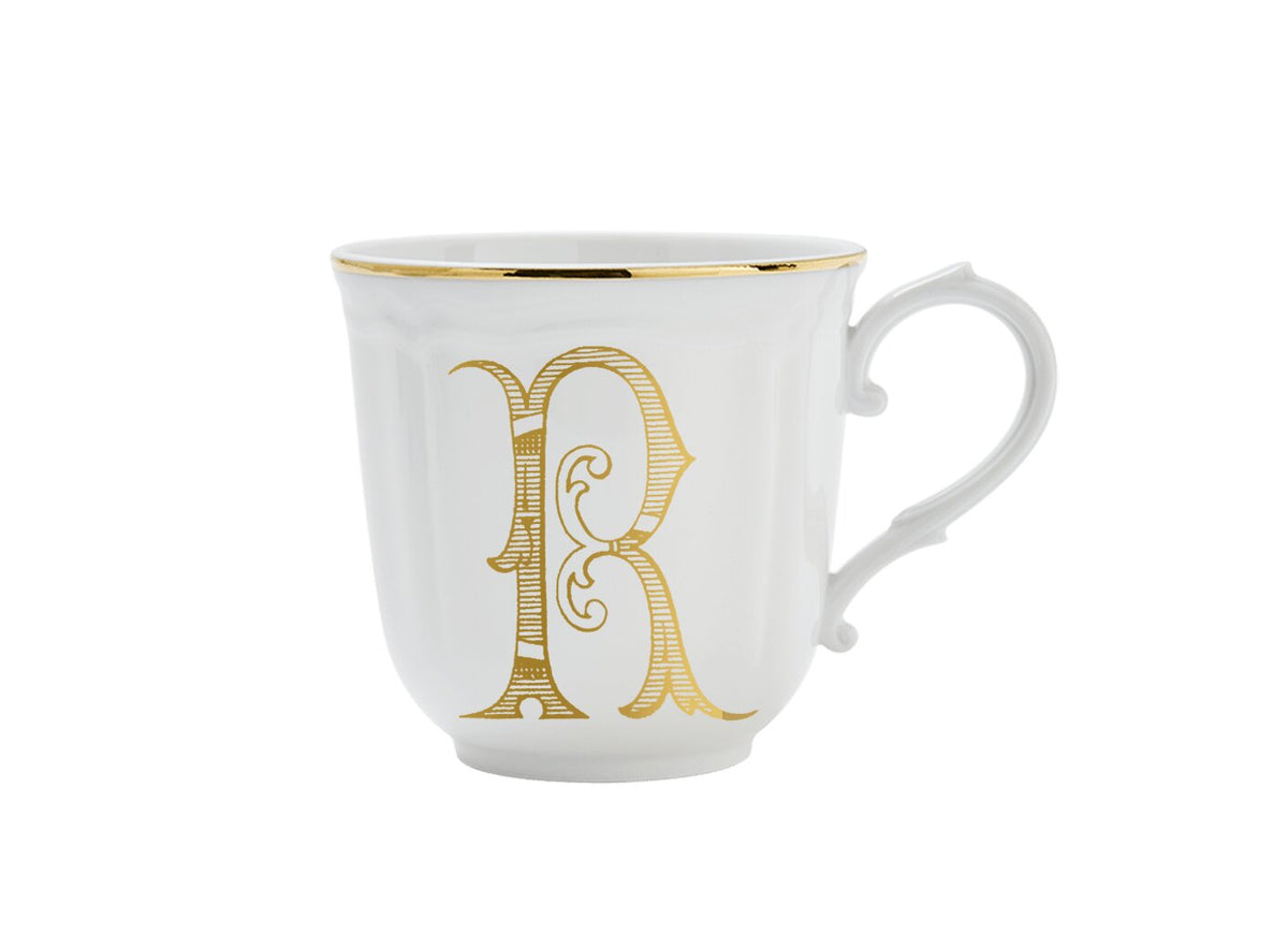 Ginori 1735 Corona Monogram Letter Mug, Gold – Letter R