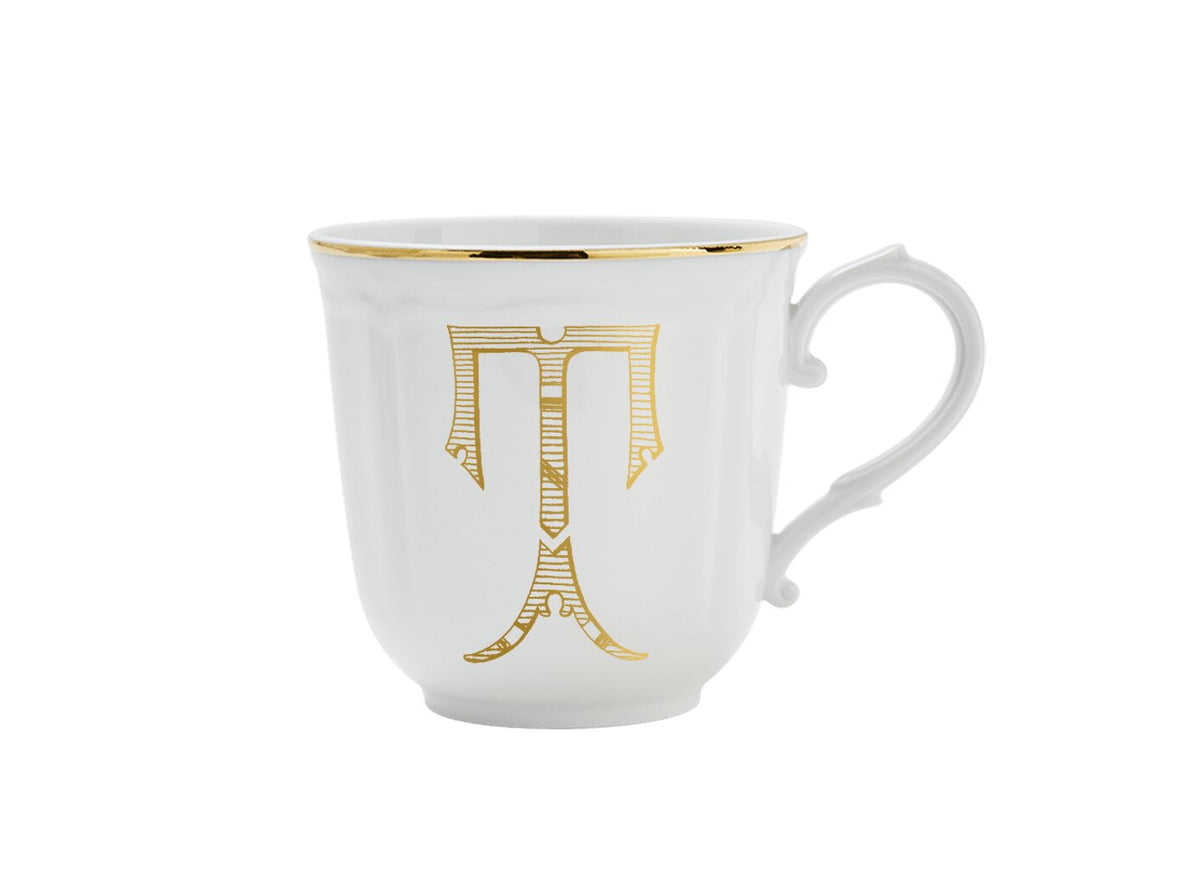 Ginori 1735 Corona Monogram Letter Mug, Gold – Letter T
