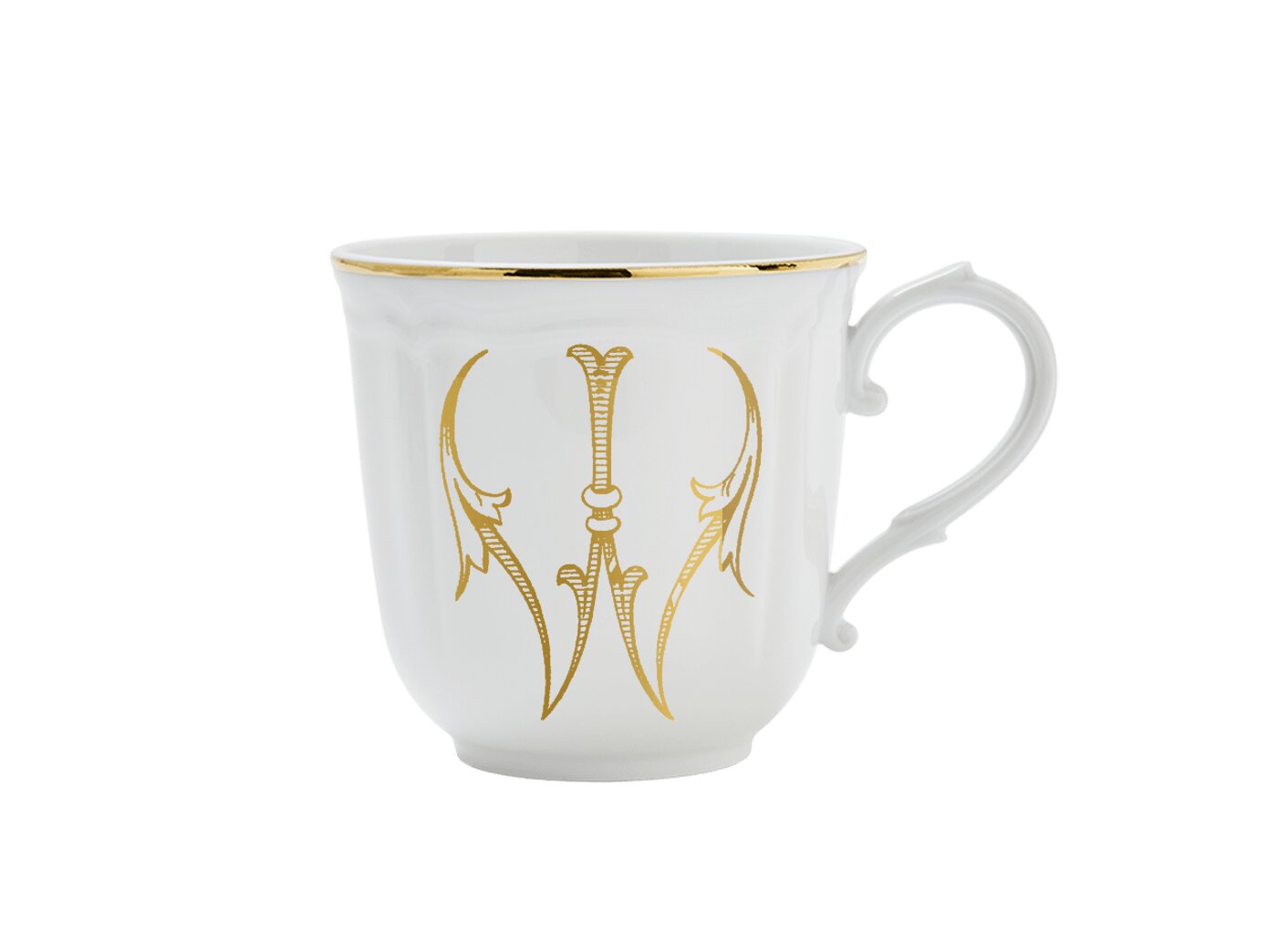 Ginori 1735 Corona Monogram Letter Mug, Gold – Letter W
