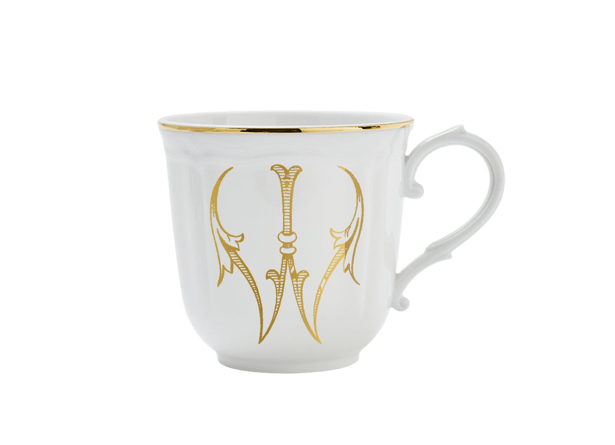 Ginori 1735 Corona Monogram Letter Mug, Gold – Letter W