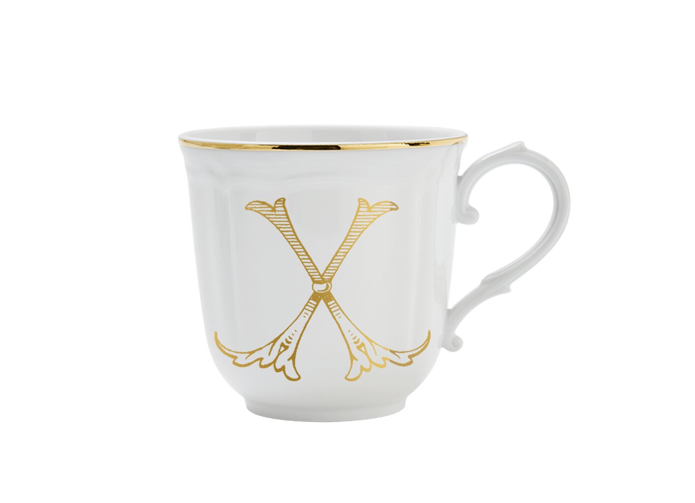 Ginori 1735 Corona Monogram Letter Mug, Gold – Letter X