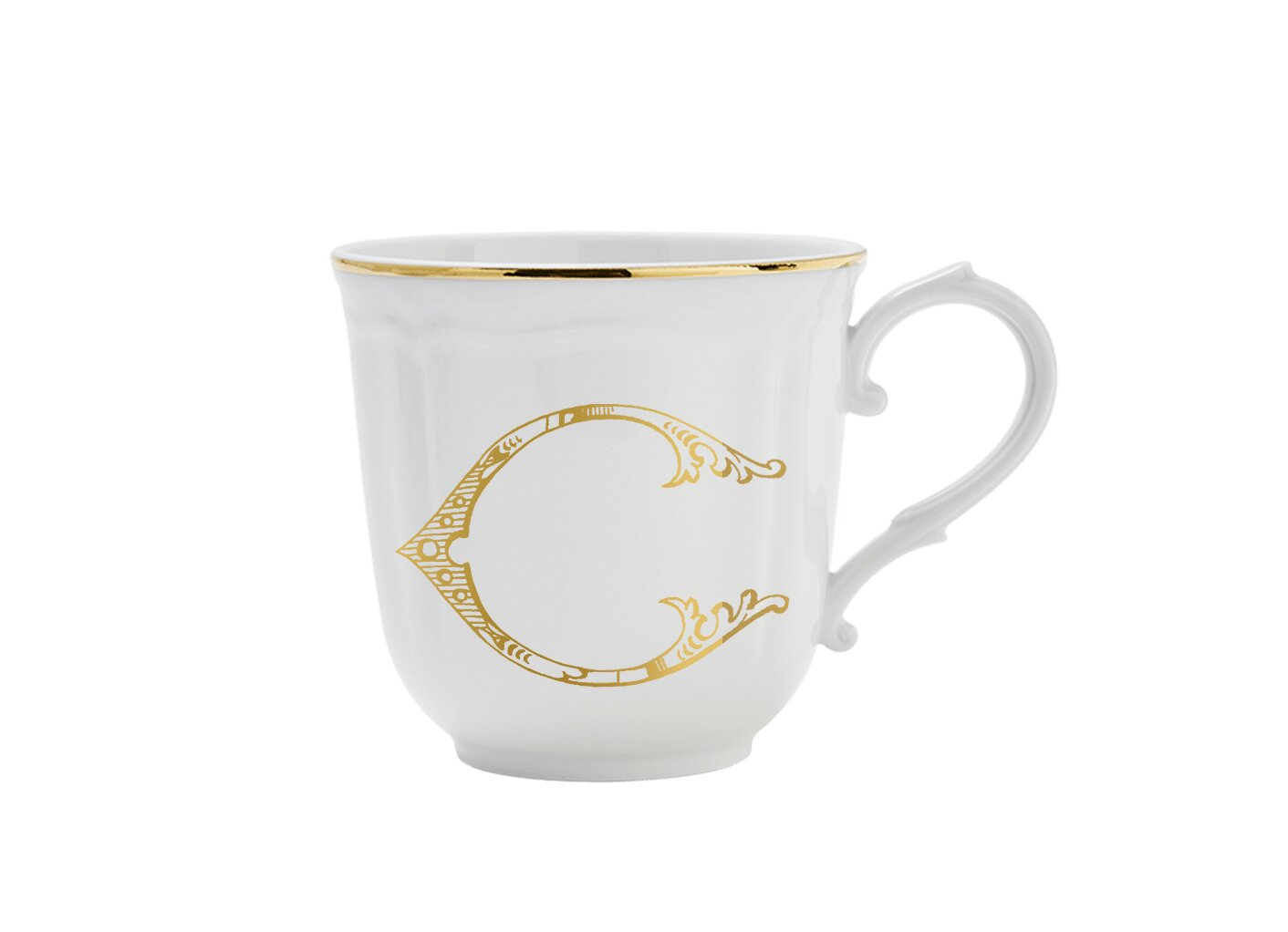 Ginori 1735 Corona Monogram Letter Mug, Gold – Letter C
