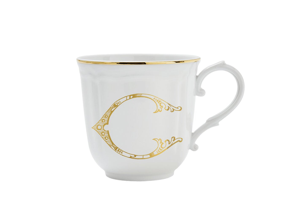 Ginori 1735 Corona Monogram Letter Mug, Gold – Letter C