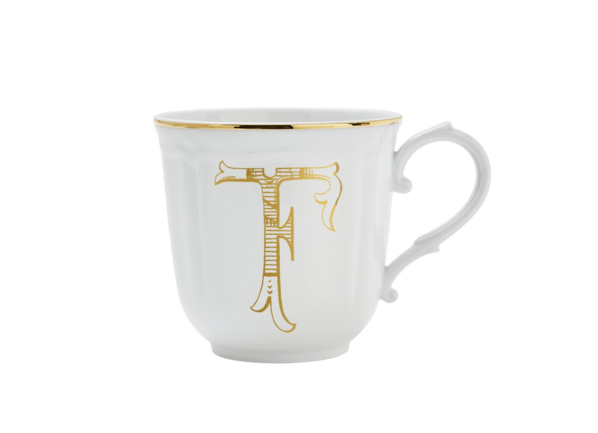 Ginori 1735 Corona Monogram Letter Mug, Gold – Letter F