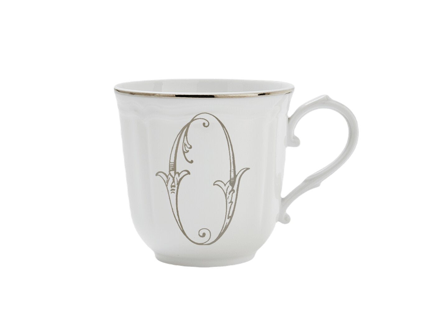Ginori 1735 Corona Monogram Letter Mug, Platinum – Letter O