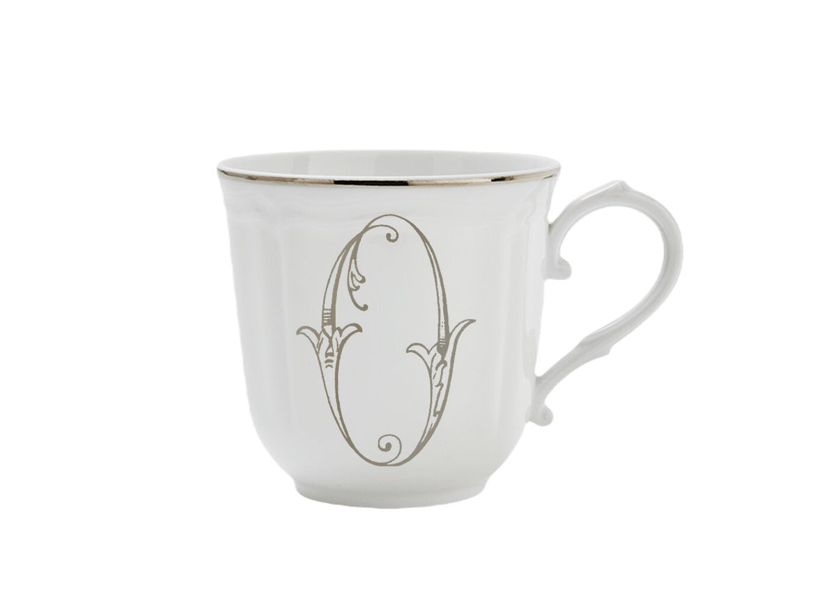 Ginori 1735 Corona Monogram Letter Mug, Platinum – Letter O