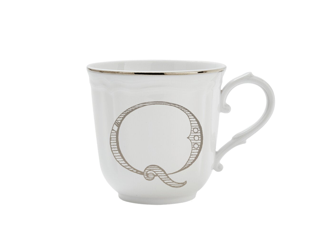 Ginori 1735 Corona Monogram Letter Mug, Platinum – Letter Q