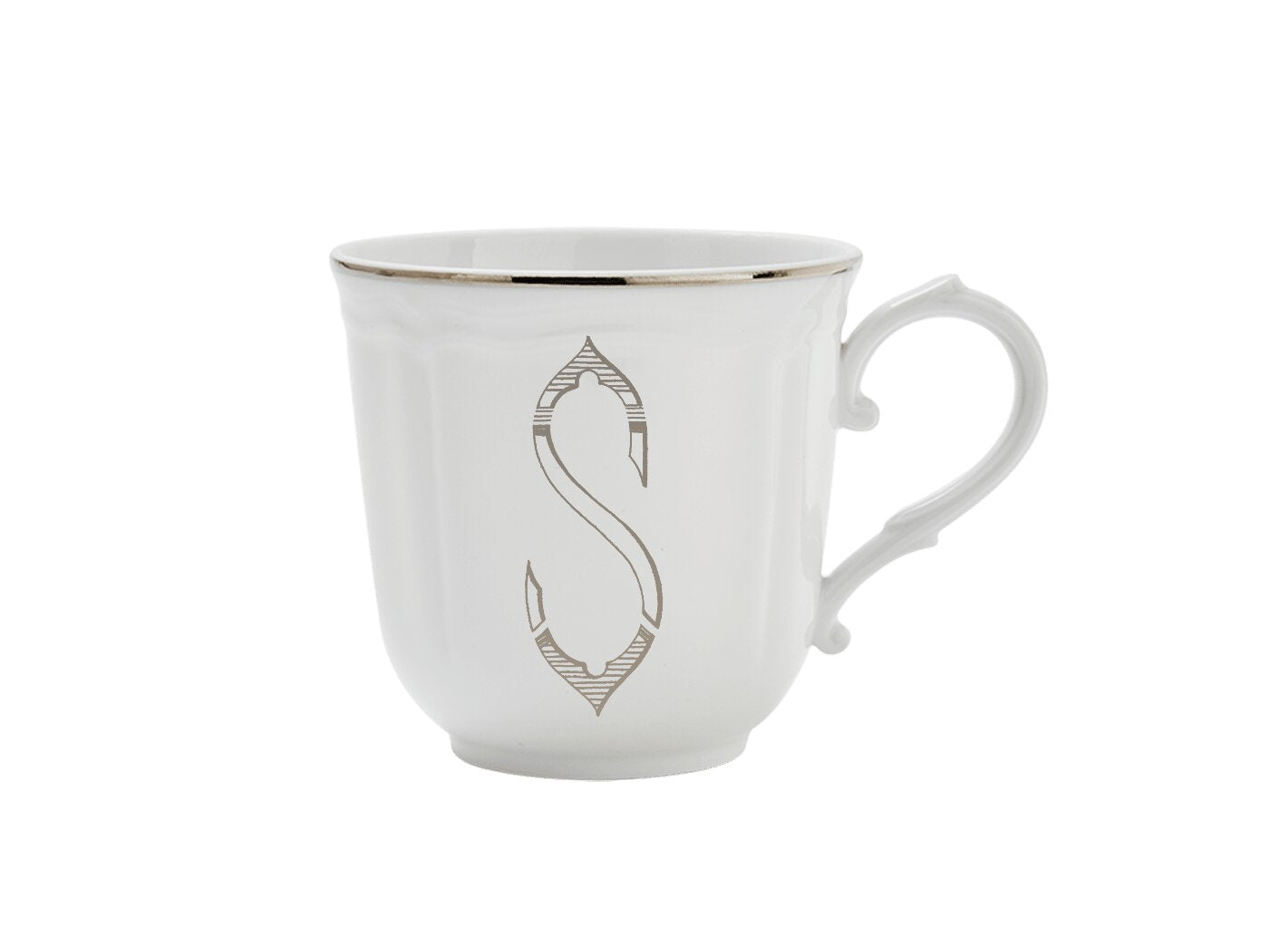 Ginori 1735 Corona Monogram Letter Mug, Platinum – Letter S