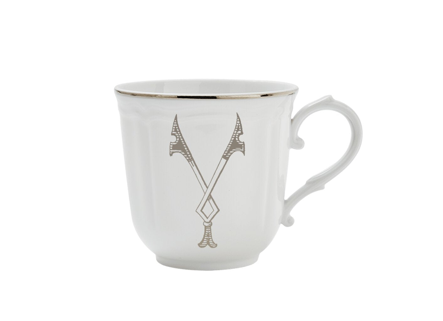 Ginori 1735 Corona Monogram Letter Mug, Platinum – Letter Y