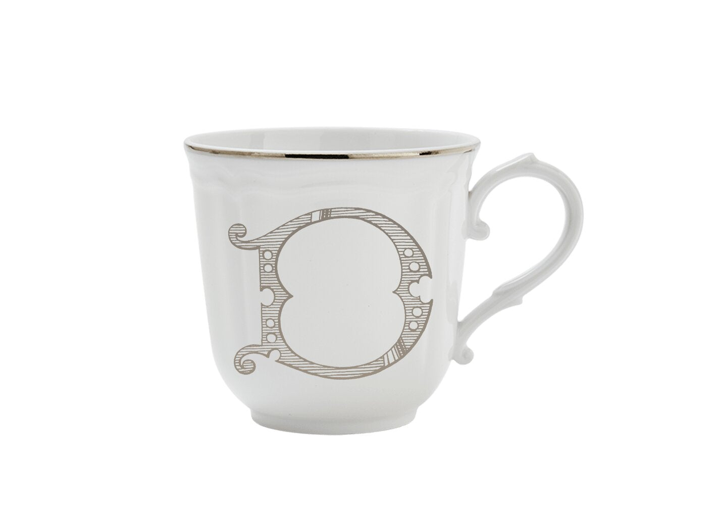 Ginori 1735 Corona Monogram Letter Mug, Platinum – Letter D