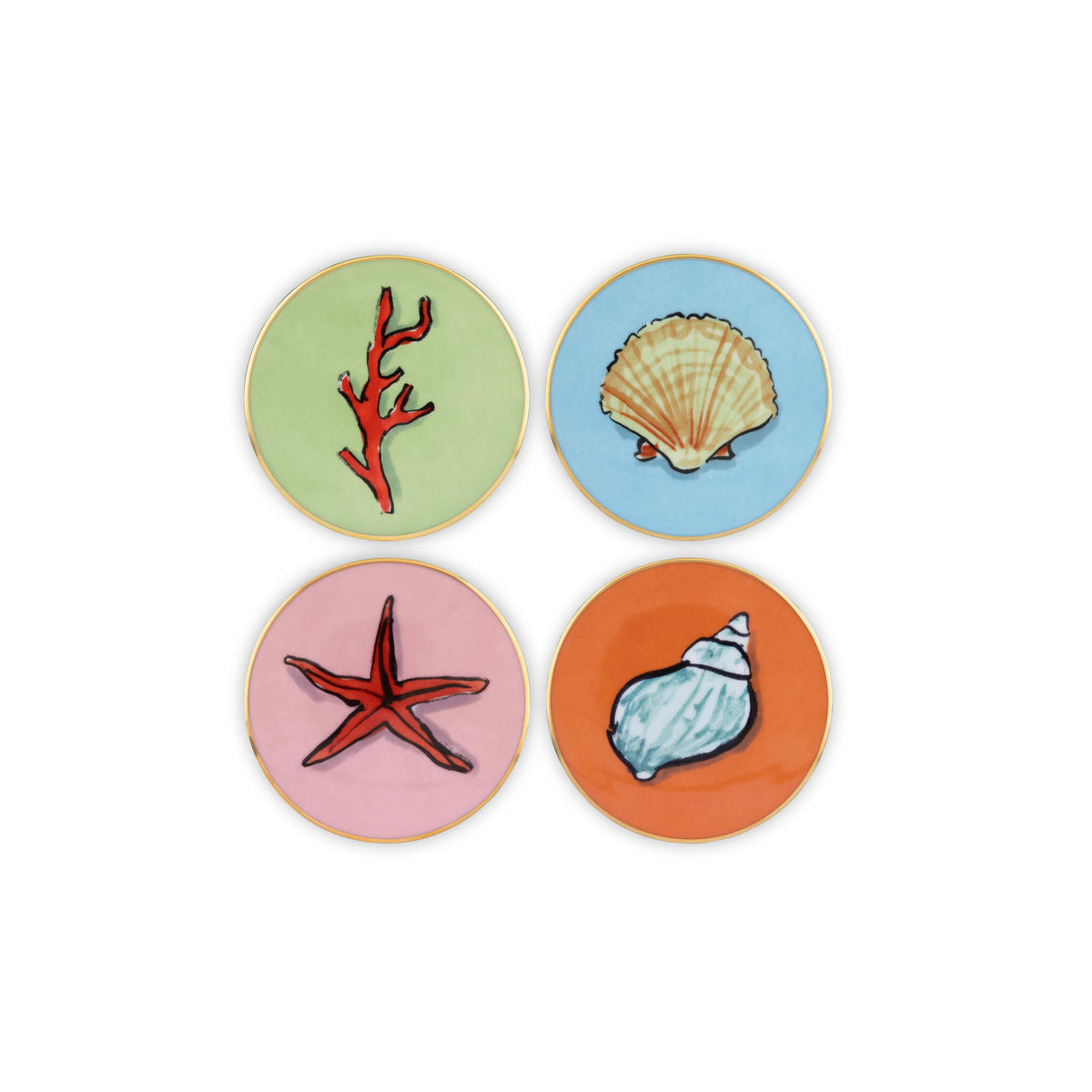 Ginori 1735 Il Viaggio di Nettuno Coasters, Multi Decoration, Set of 4