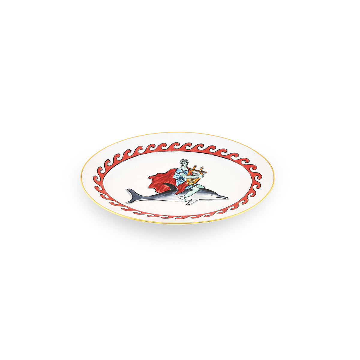 Ginori 1735 Il Viaggio di Nettuno Large Oval Platter, Dolphin White, view 2
