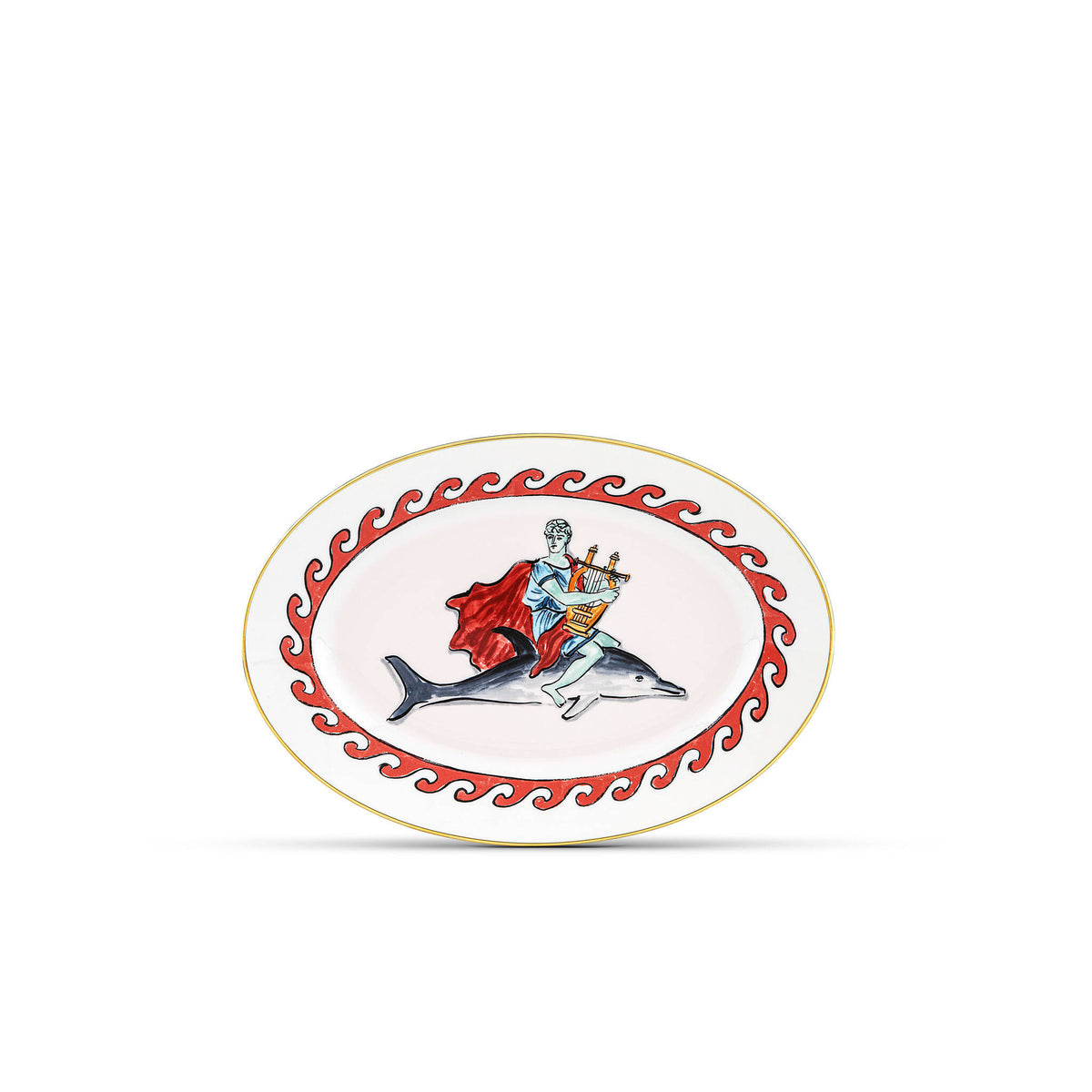 Ginori 1735 Il Viaggio di Nettuno Large Oval Platter, Dolphin White