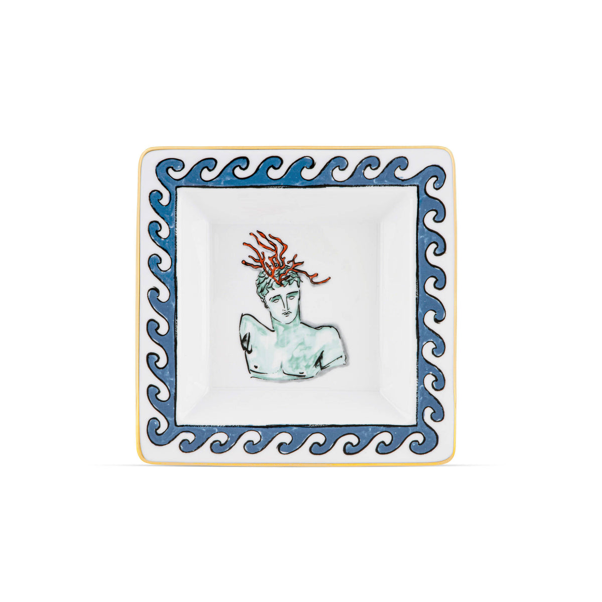 Ginori 1735 Il Viaggio di Nettuno Small Square Change Tray, White