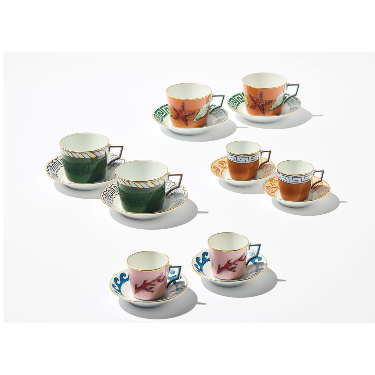 Ginori 1735 Il Viaggio di Nettuno Tea Set for Two, Pine Green, view 5