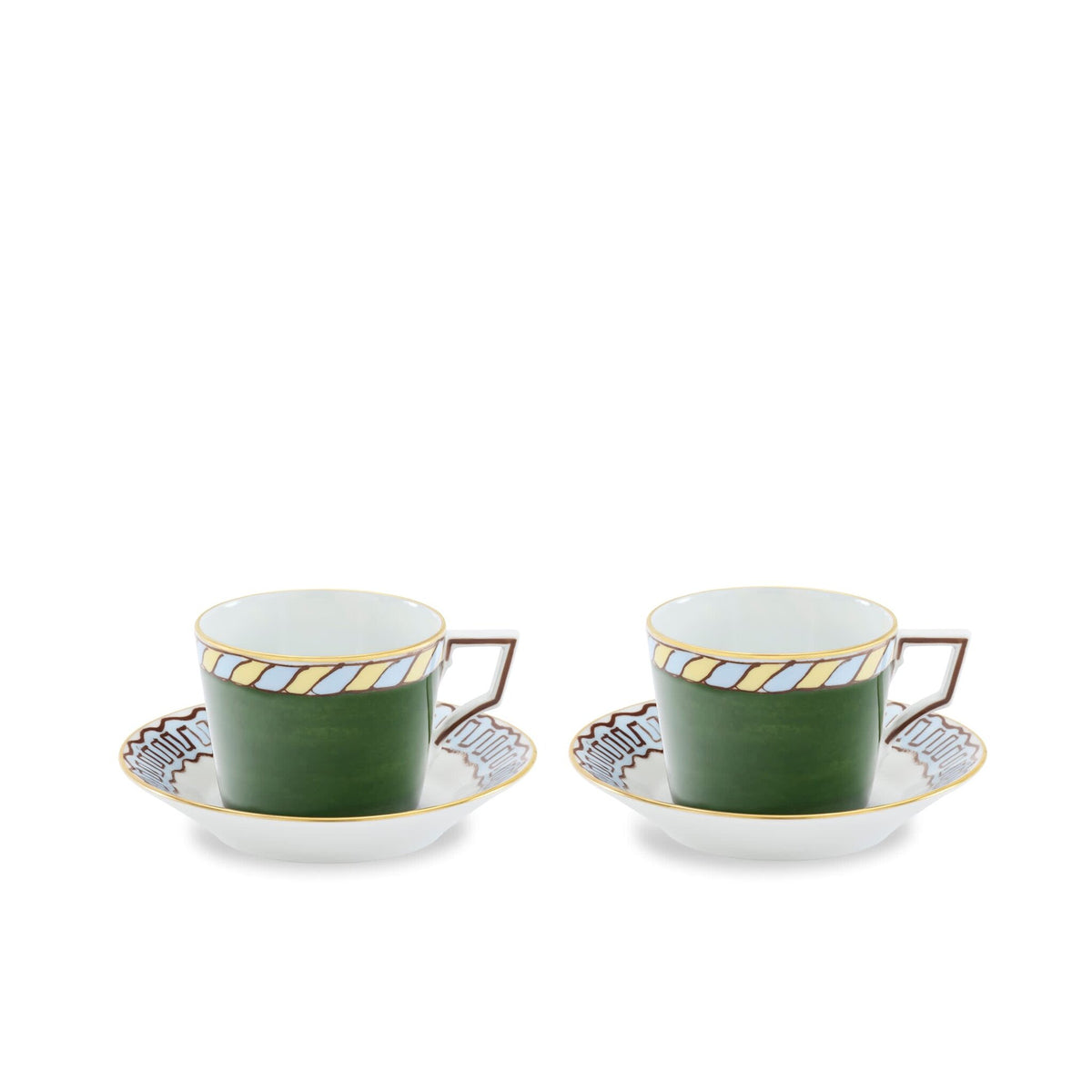Ginori 1735 Il Viaggio di Nettuno Tea Set for Two, Pine Green