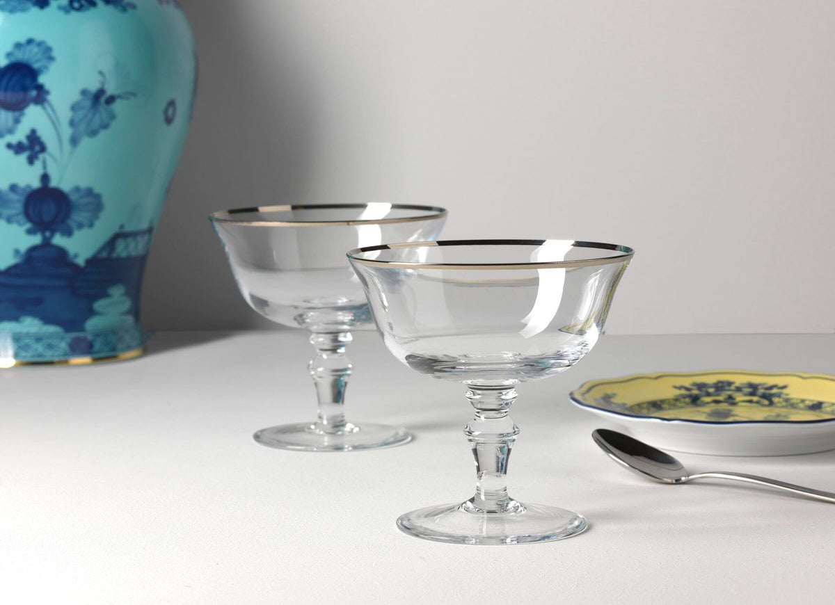 Ginori 1735 Medici Champagne Goblets, Platinum Thread, Set of 2, view 4