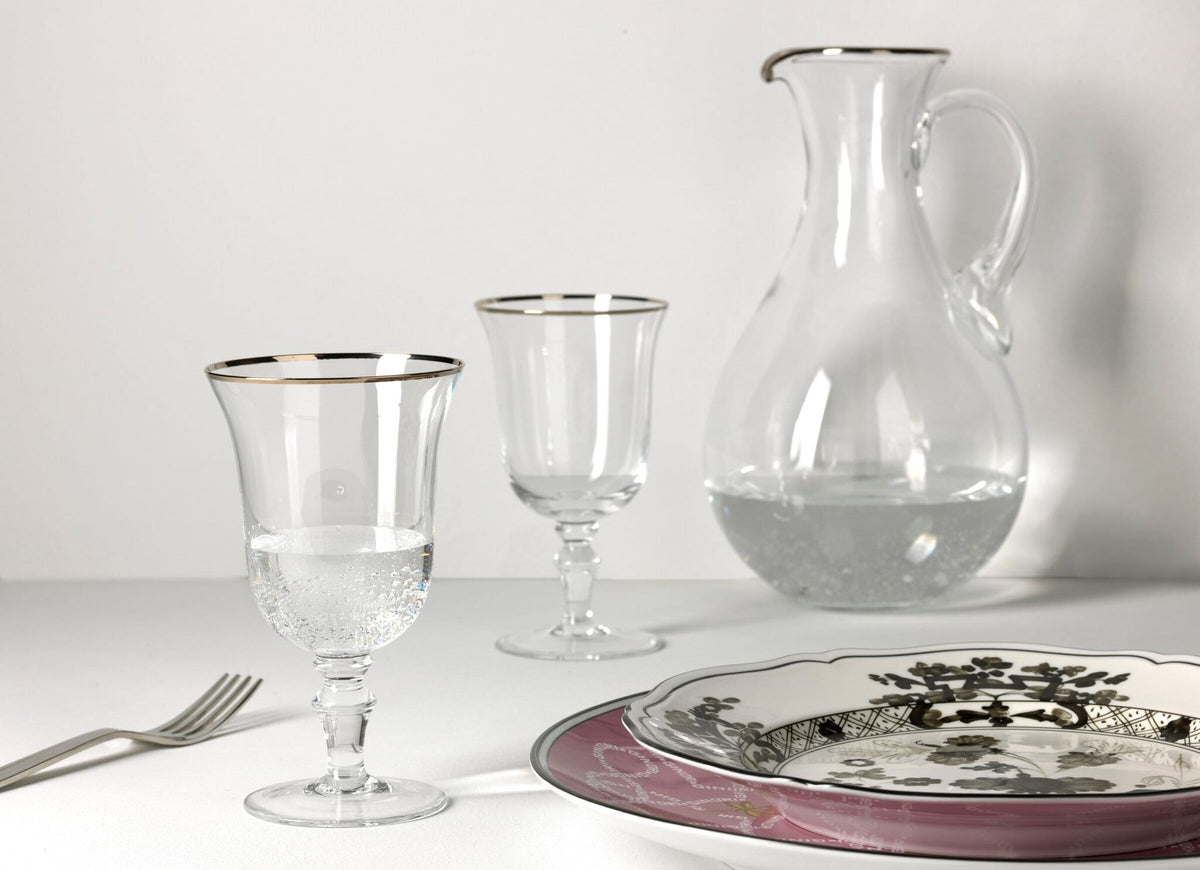 Ginori 1735 Medici Water Goblets, Platinum Thread, Set of 2, view 4