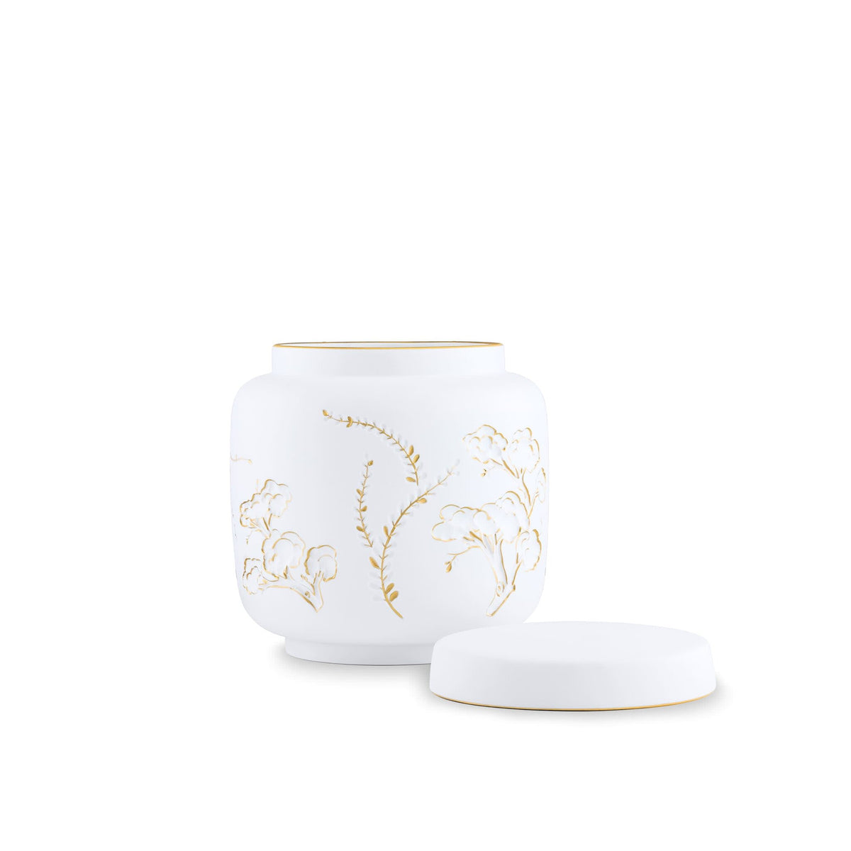 Ginori 1735 Officina Ultra Vase with Lid Bloom, Floral Engraving, view 3