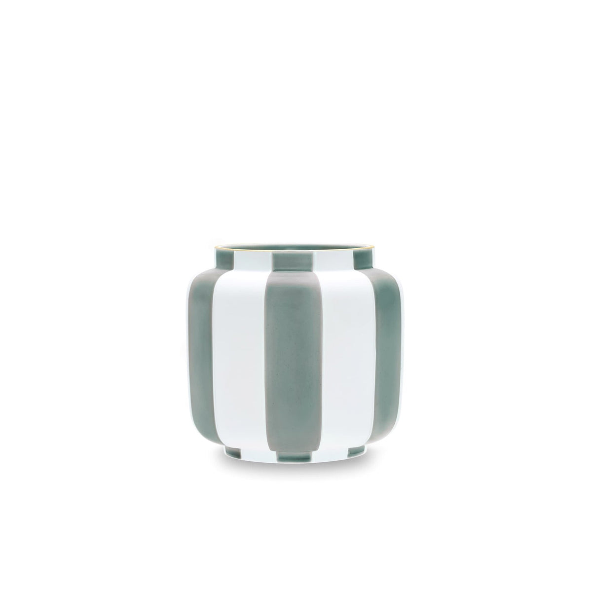 Ginori 1735 Officina Ultra Vase with Lid Stripes, Celadon