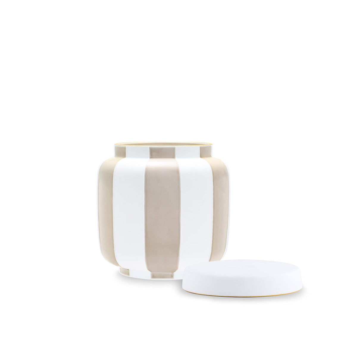 Ginori 1735 Officina Ultra Vase with Lid Stripes, Sand, view 3