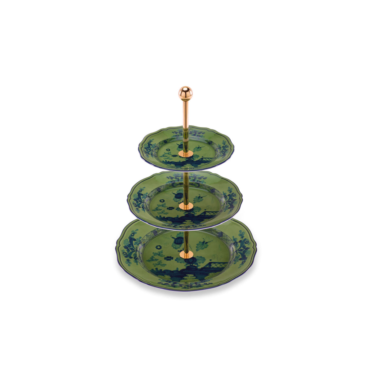 Ginori 1735 Oriente Italiano 3-Tier Serving Stand, Malachite, view 2