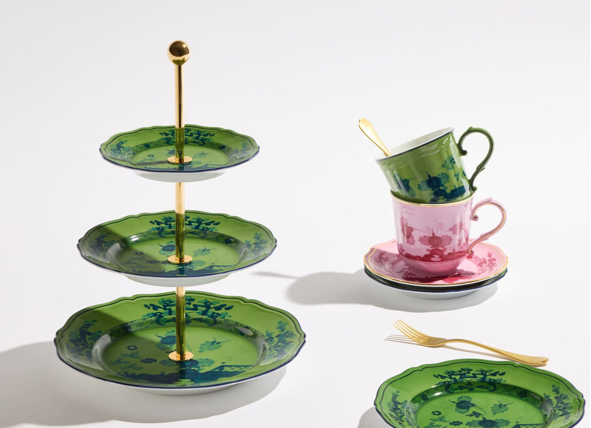Ginori 1735 Oriente Italiano 3-Tier Serving Stand, Malachite, view 6