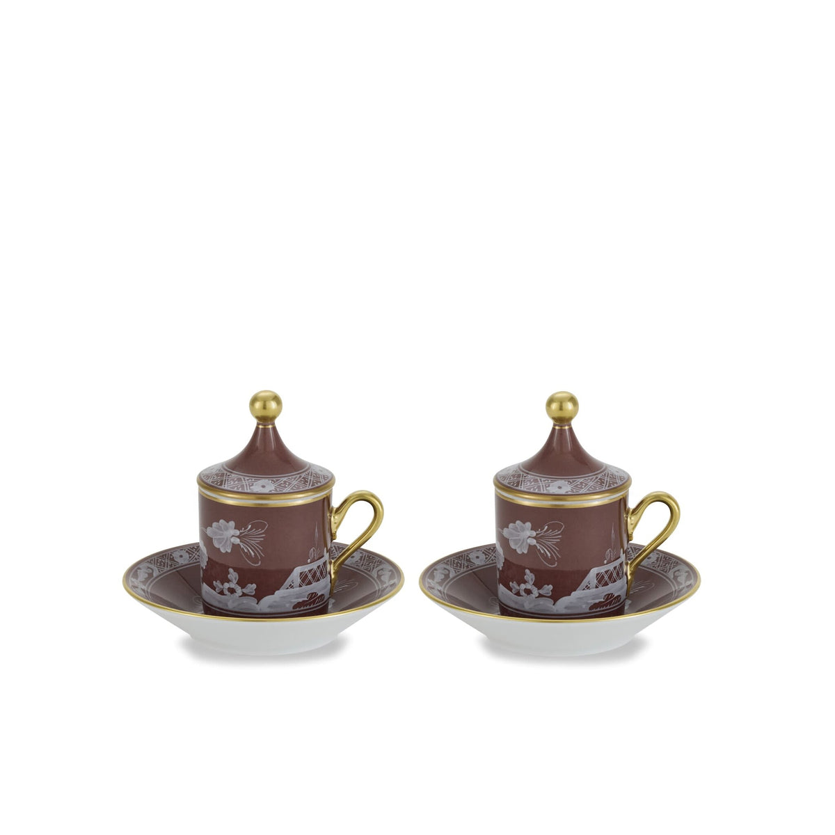 Ginori 1735 Oriente Italiano Espresso Set for Two, Castagna