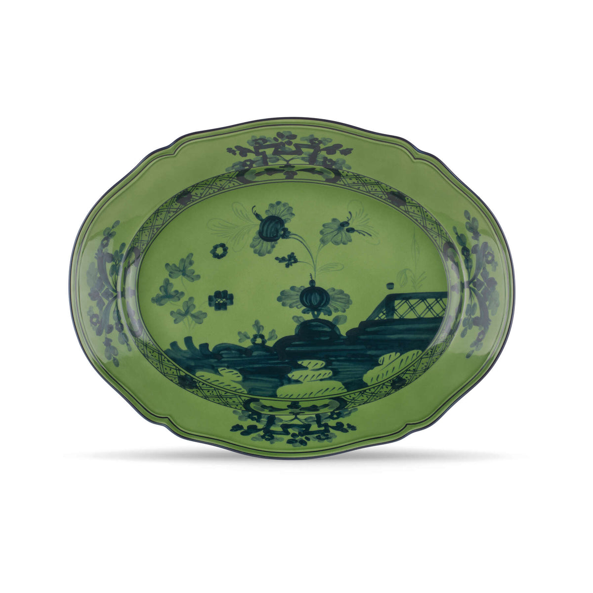 Ginori 1735 Oriente Italiano Large Oval Platter, Malachite