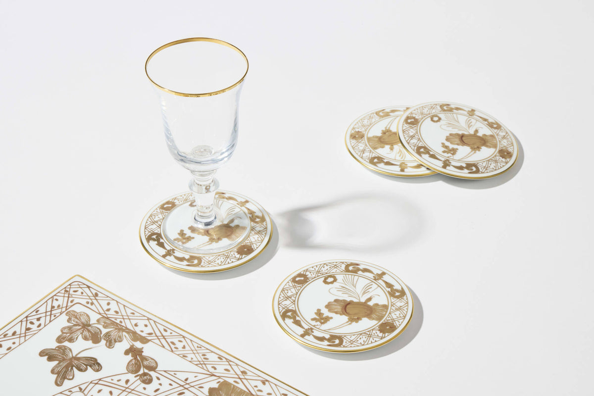 Ginori 1735 Oriente Italiano Tesori Coasters, Aurum, Set of 4, view 5
