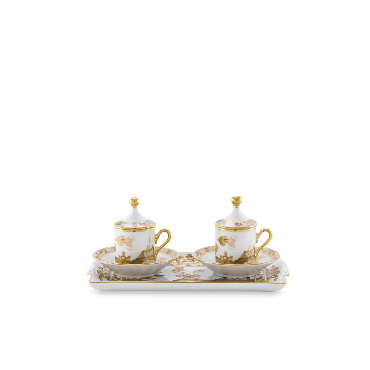 Ginori 1735 Oriente Italiano Tesori Espresso Set for Two with Tray, Aurum, view 2