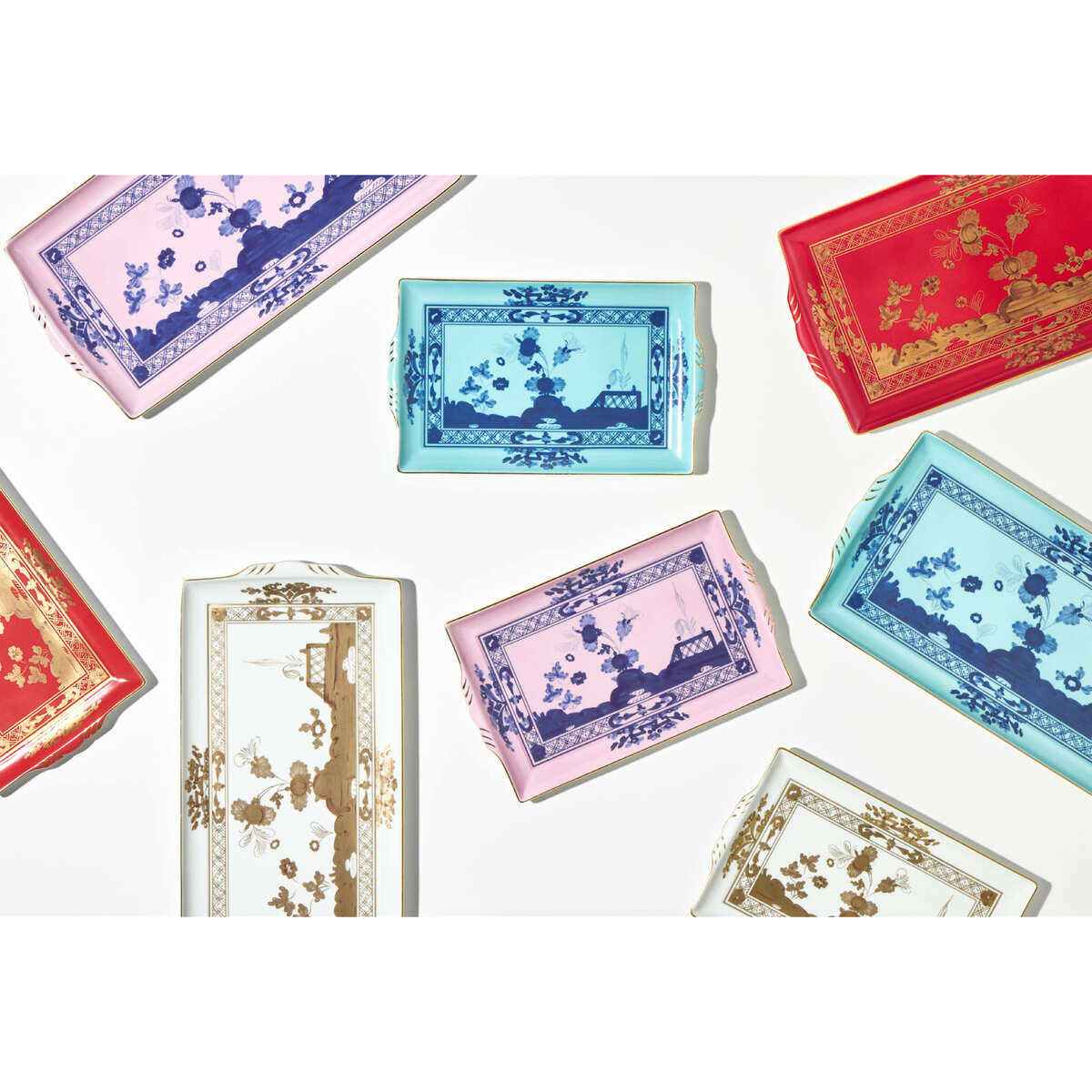 Ginori 1735 Oriente Italiano Tesori Large Rectangular Tray, Aurum, view 4