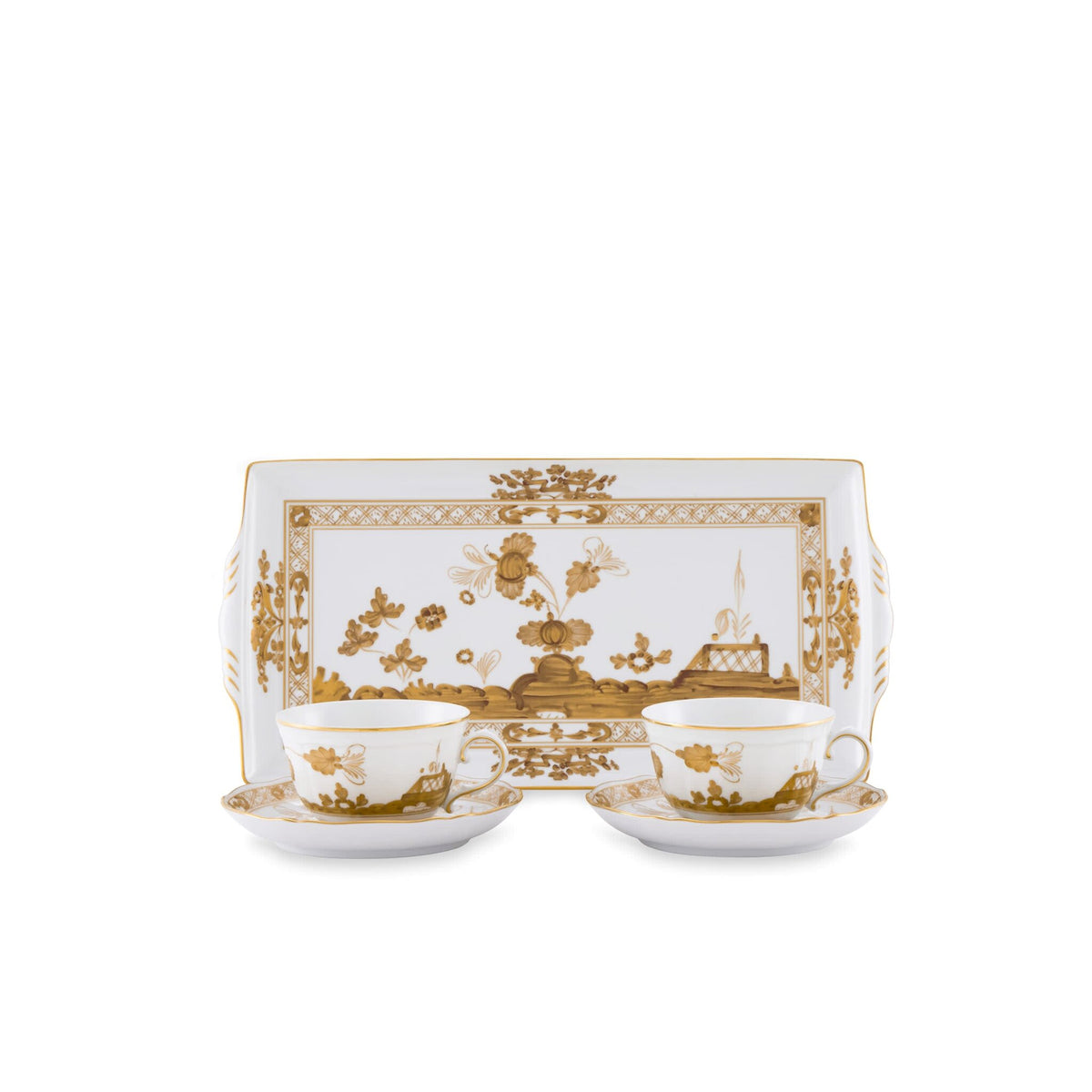 Ginori 1735 Oriente Italiano Tesori Tea Set for Two with Tray, Aurum