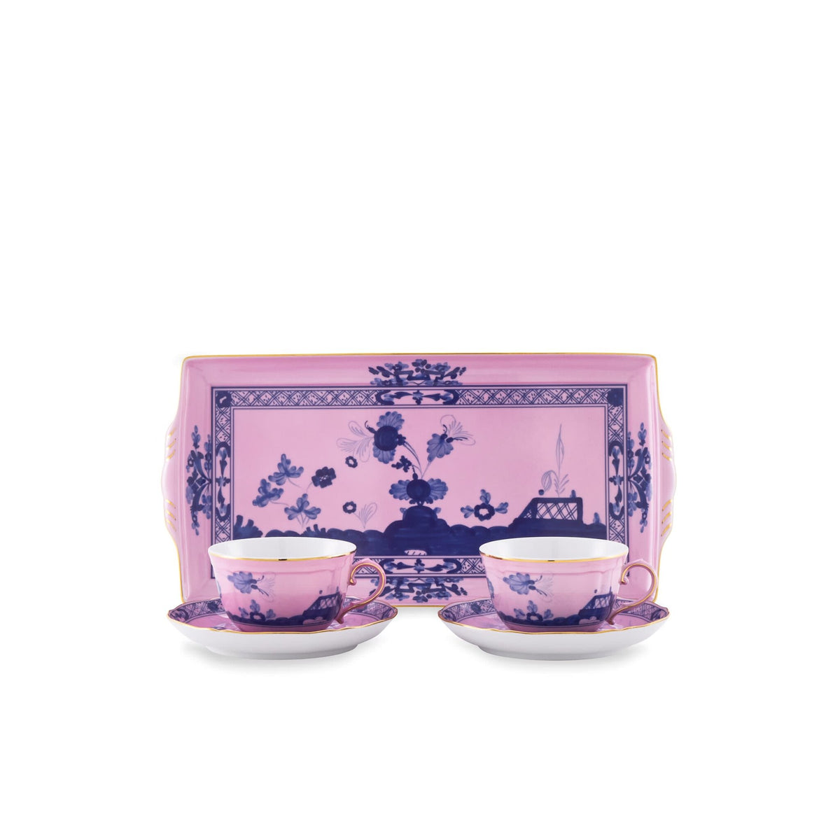 Ginori 1735 Oriente Italiano Tesori Tea Set for Two with Tray, Azalea
