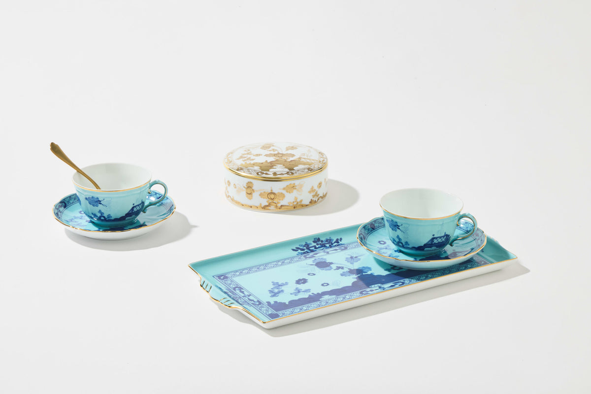 Ginori 1735 Oriente Italiano Tesori Tea Set for Two with Tray, Iris, view 4