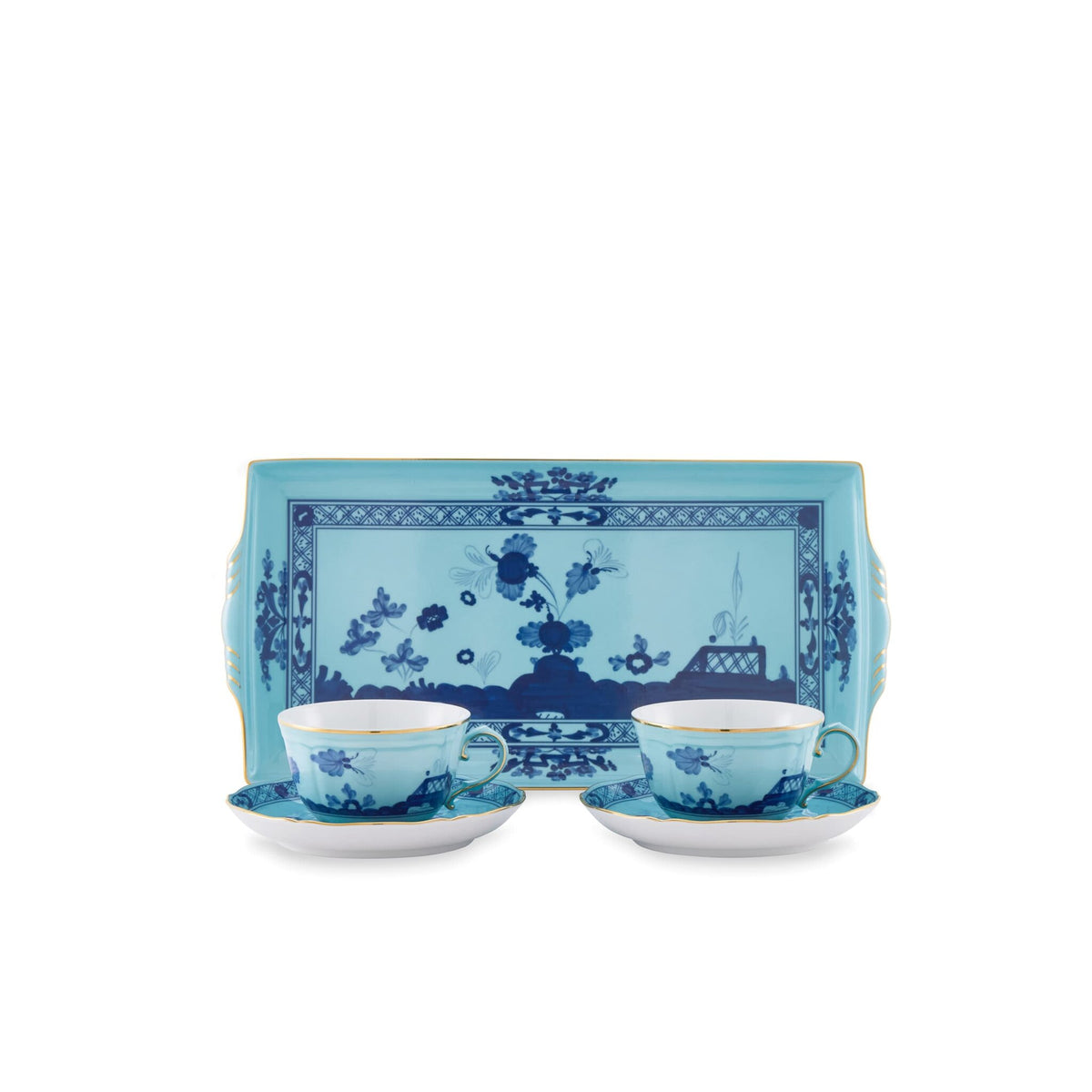 Ginori 1735 Oriente Italiano Tesori Tea Set for Two with Tray, Iris