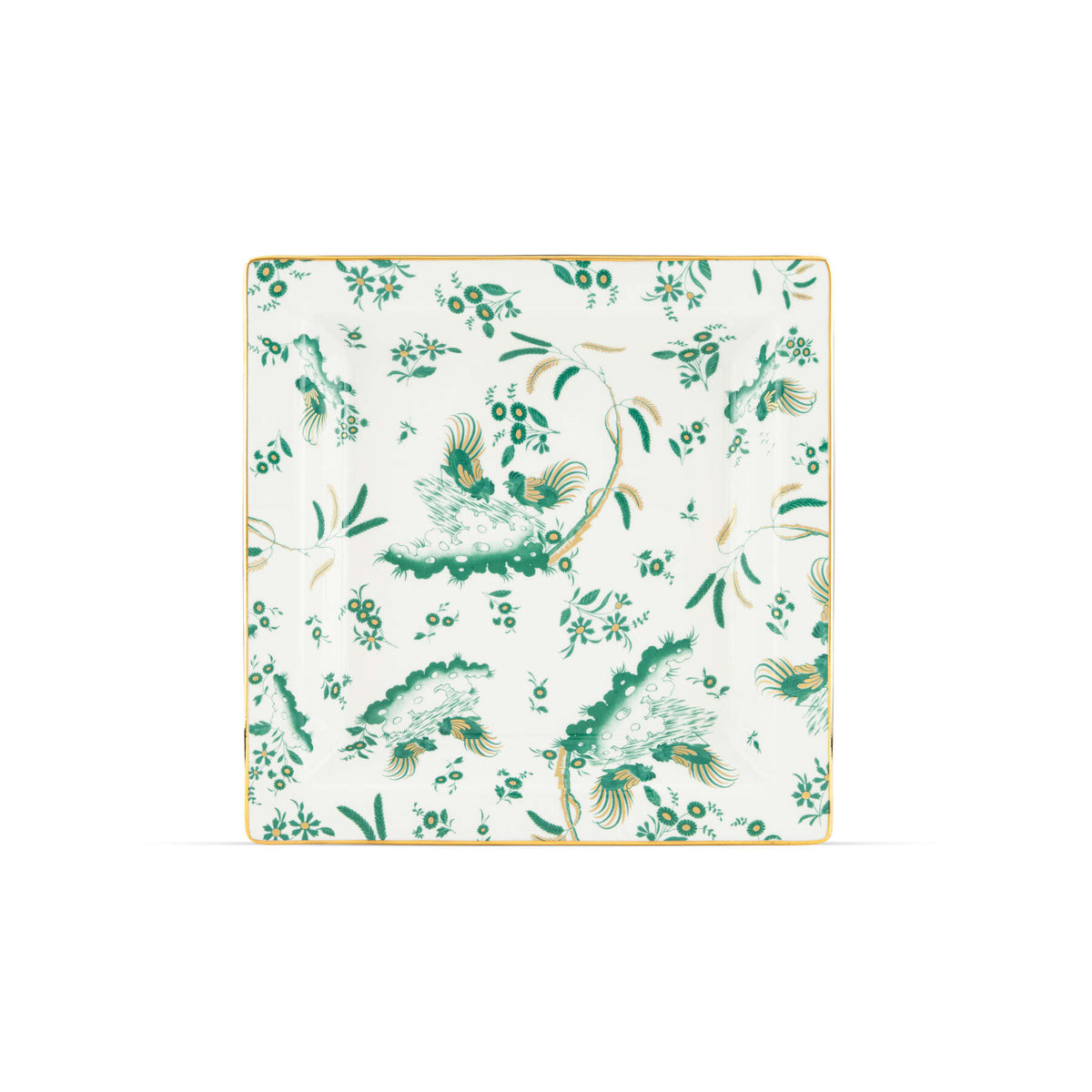 Ginori 1735 Oro di Doccia Large Square Change Tray, Giada