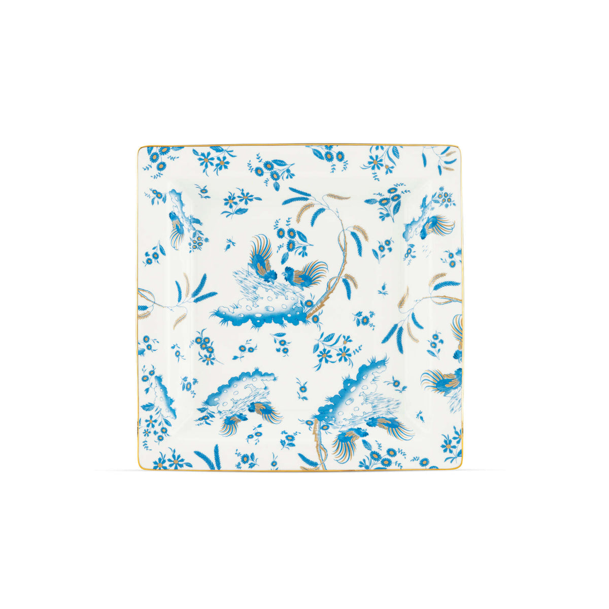 Ginori 1735 Oro di Doccia Large Square Change Tray, Turchese