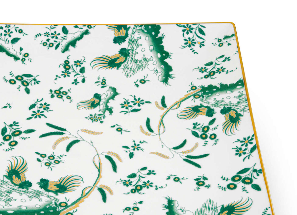 Ginori 1735 Oro di Doccia Large Square Plate, Giada, view 3