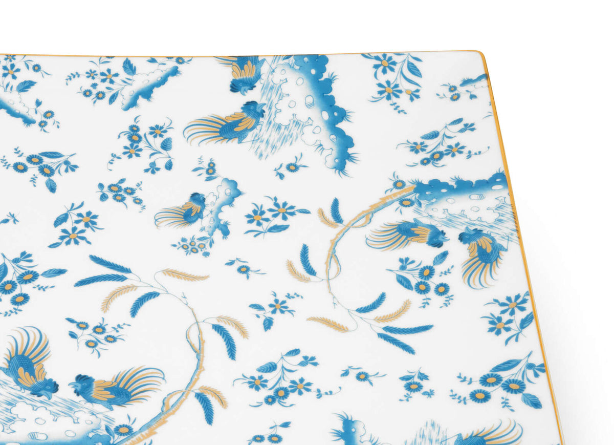 Ginori 1735 Oro di Doccia Large Square Plate, Turchese, view 3