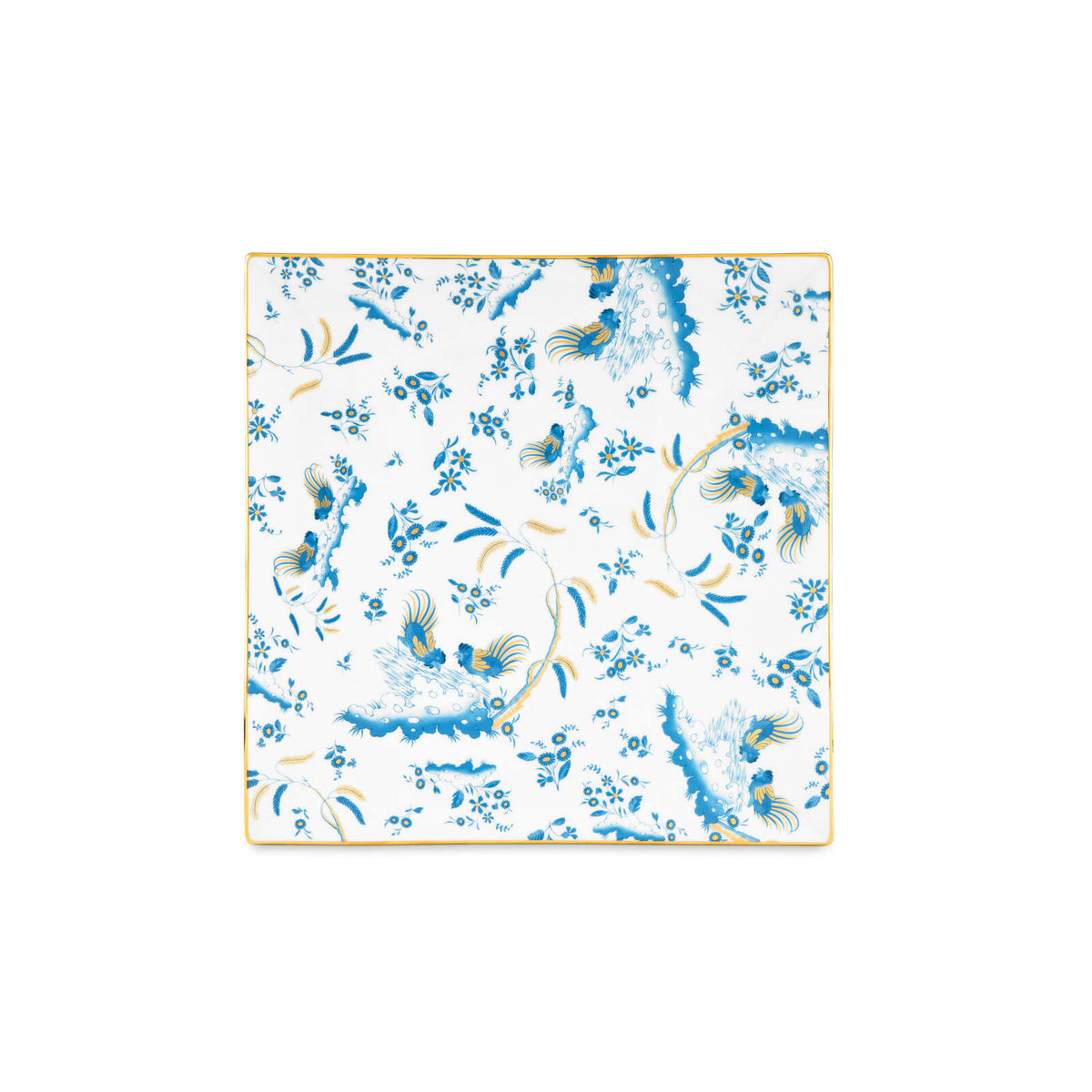 Ginori 1735 Oro di Doccia Large Square Plate, Turchese