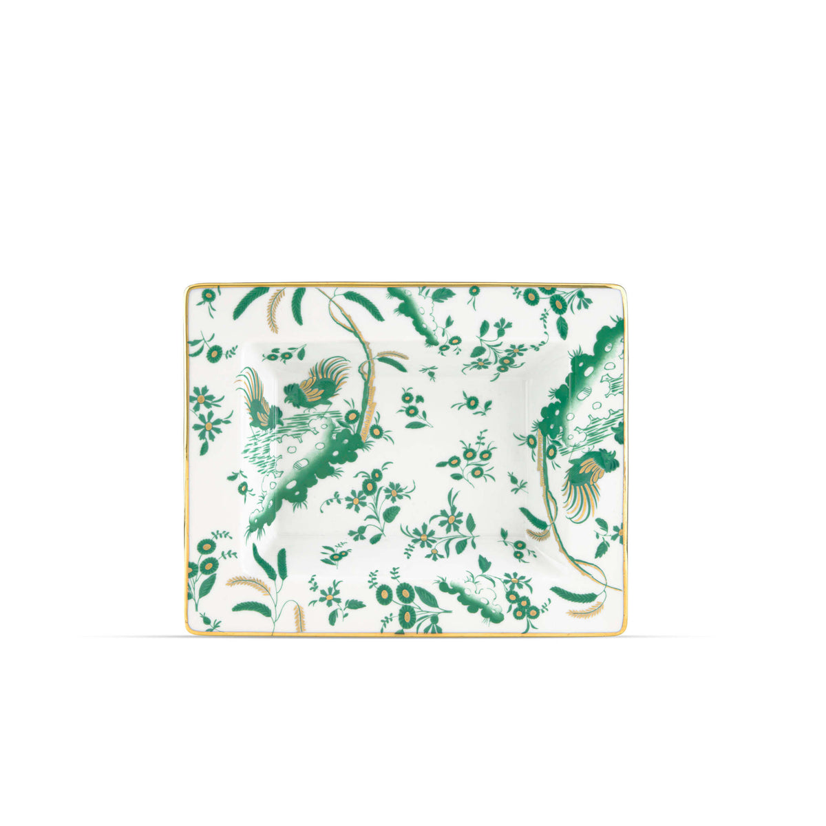 Ginori 1735 Oro di Doccia Rectangular Change Tray, Giada