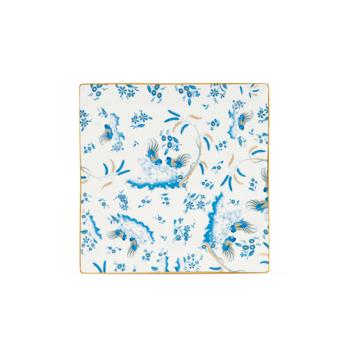 Ginori 1735 Oro di Doccia Square Plate, Turchese