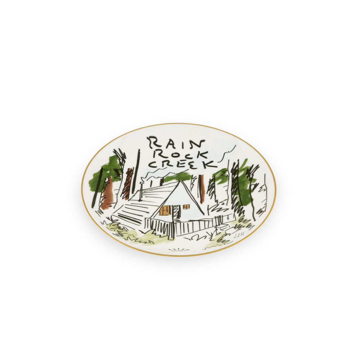 Ginori 1735 Profumi Luchino Decorative Plate, Rain Rock Creek, view 2