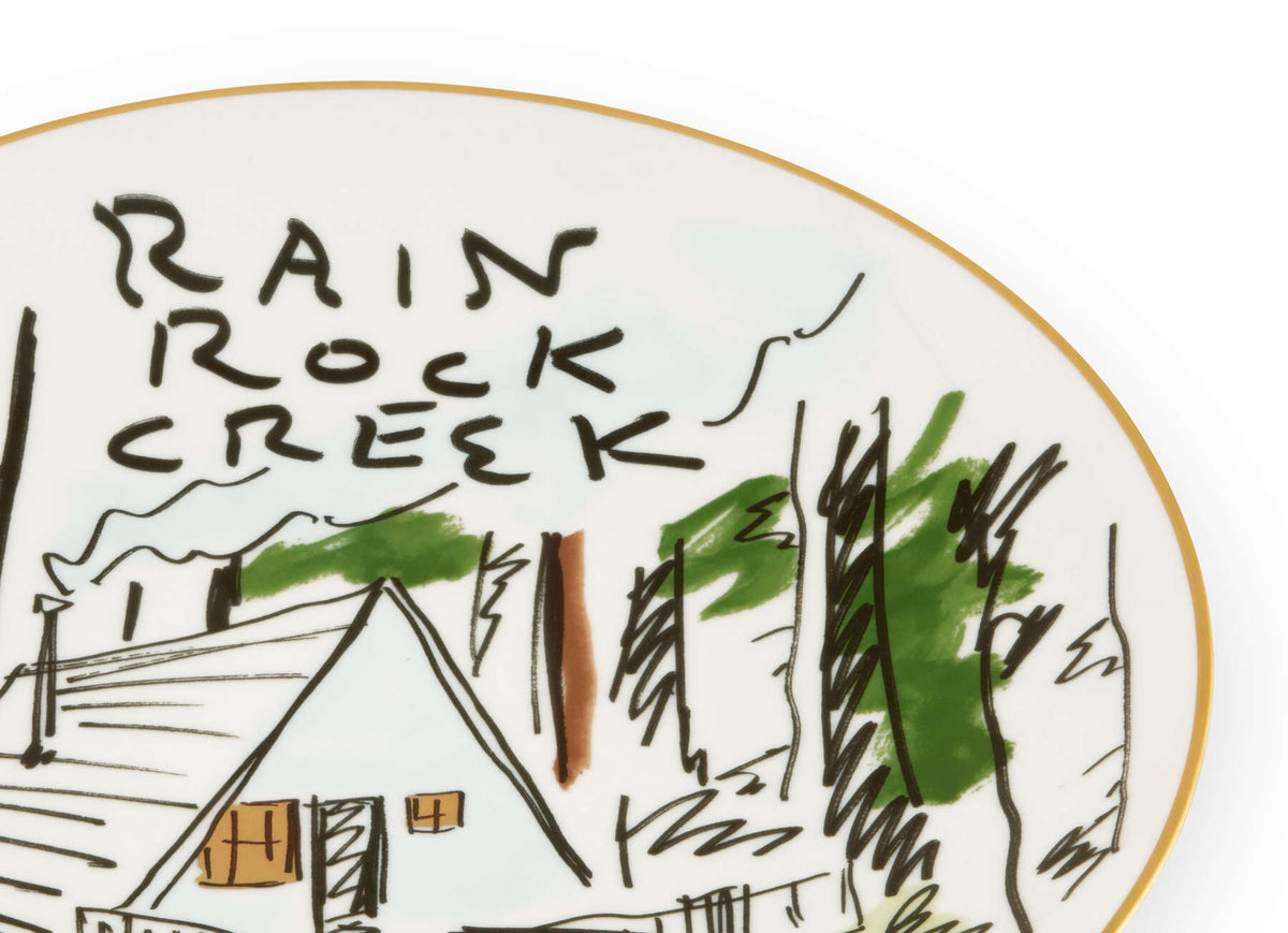 Ginori 1735 Profumi Luchino Decorative Plate, Rain Rock Creek, view 3